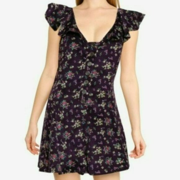 Free People Violet Visions Floral Romper -S - Picture 3 of 9